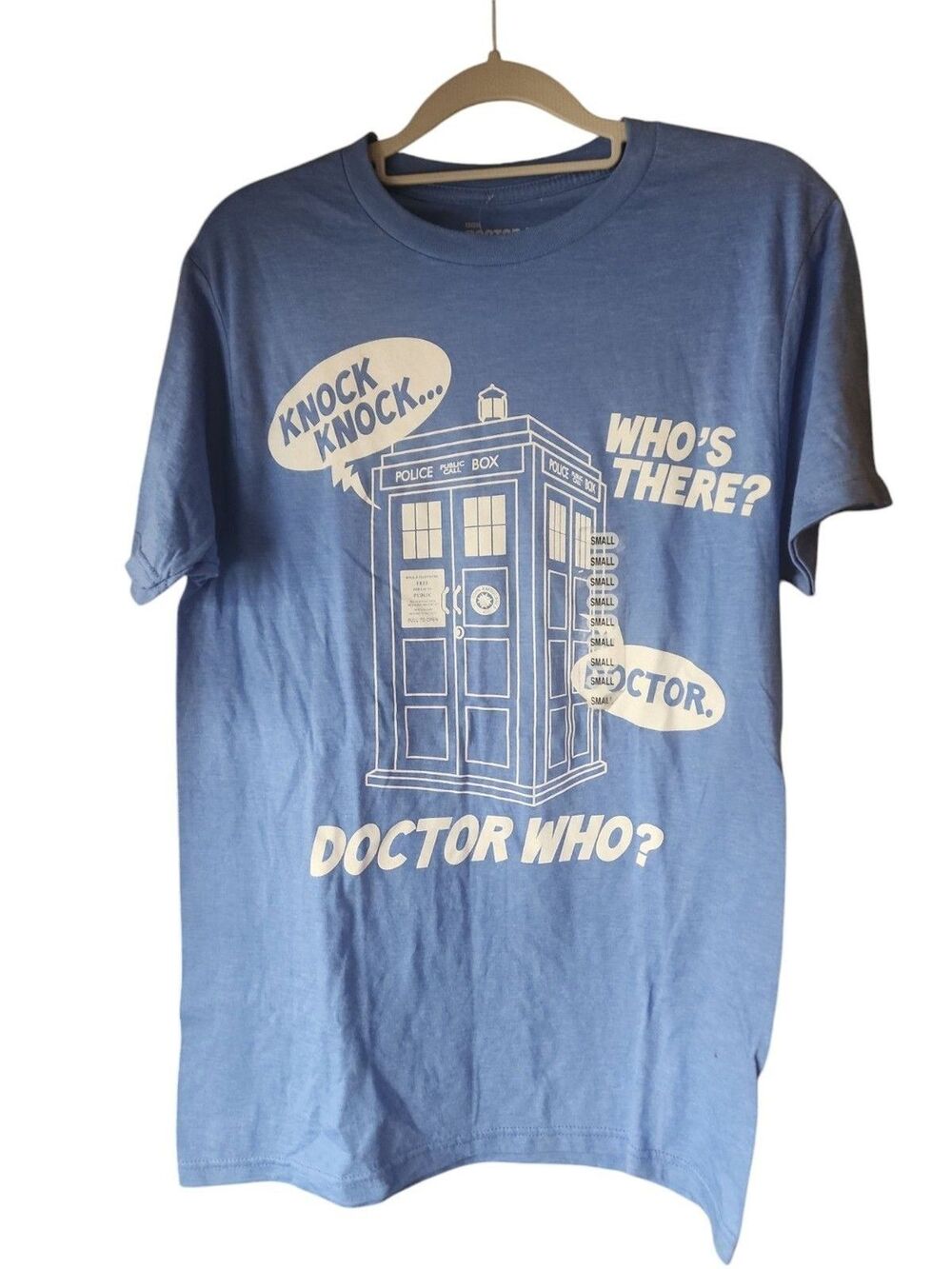 Doctor Who Men’s Small T-Shirt Ripple Junction Knock Knock Who’s There TARDIS